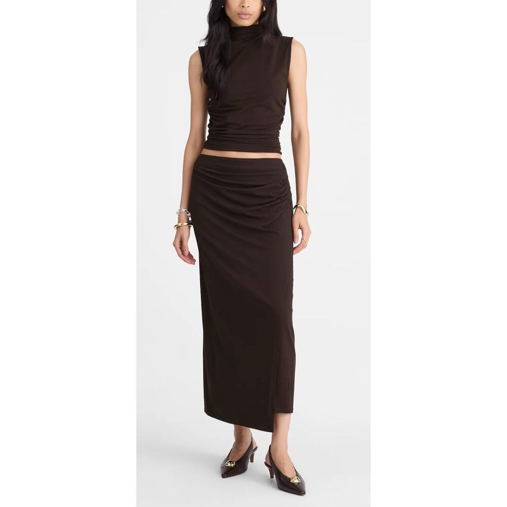 Madewell |  NWT Ruched Maxi Skirt Molasses Brown | Sz M